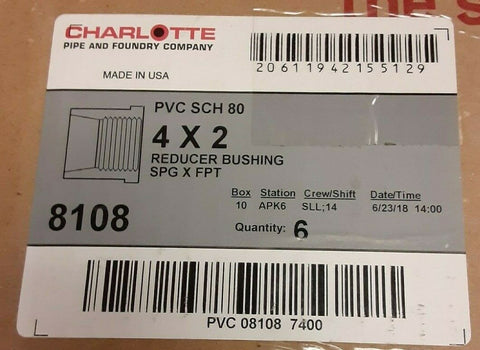 BRAND NEW CHARLOTTE 4"X 2" REDUCER BUSHING 8108