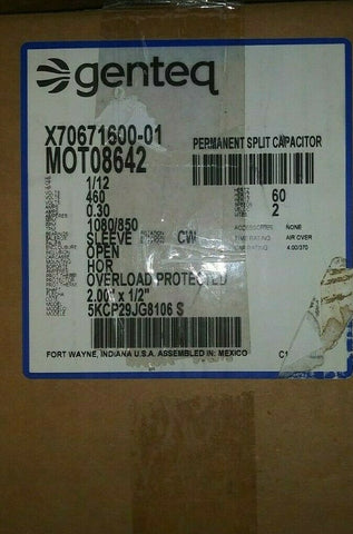 (1) GENTEQ Trane Motor X70671600-01 MOT08642-Mega Mart Warehouse-Ultimate Unclaimed Freight Buyer and Seller Specialists