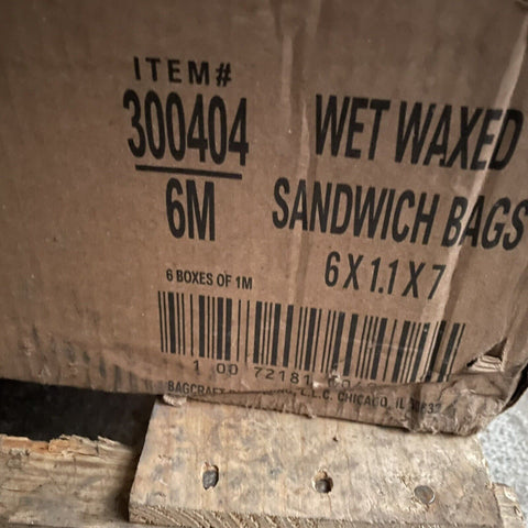New Bagcraft Wet Wax Sandwich Bags, 6 X 1 X 7, Translucent, 6000/carton
