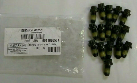 16 Pack -BRAND NEW OEM Ditch Witch 106-891 SCREW M10-1.50 X 20MM-Mega Mart Warehouse-Ultimate Unclaimed Freight Buyer and Seller Specialists