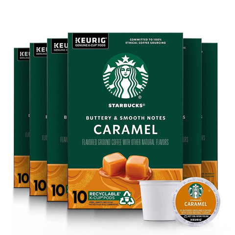 Starbucks K-Cup Coffee Pods Caramel Flavored 100% Arabica—6 boxes 60 pods total