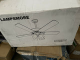 NEW LAMPSMORE INDOOR CEILING FAN E26, 110V, 62" X 41" X 36cm