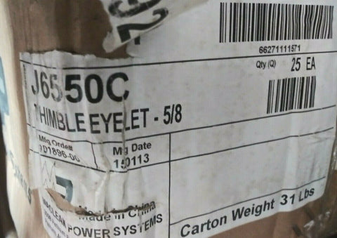 (1 CASE OF 25) NEW Thimbleye Eyelet, Steel, 5/8 (Bolt) in. Dia. J65-50C-Mega Mart Warehouse