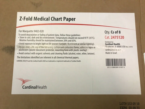Cardinal Health #2475120 - Z-Folded Chart Paper, Marquette 9402-020, 8 ea/cs-Mega Mart Warehouse-Ultimate Unclaimed Freight Buyer and Seller Specialists