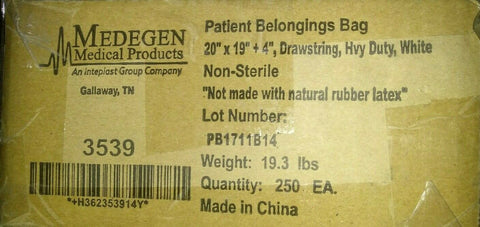 NEW Medegen Medical Products Patient Belongings Bag with Drawstring 20 X19 X 4-Mega Mart Warehouse-Ultimate Unclaimed Freight Buyer and Seller Specialists