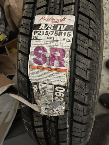 (1) New P215/75R15 Mastercraft A/S IV TIRE 2157515 **FREE SHIPPING**