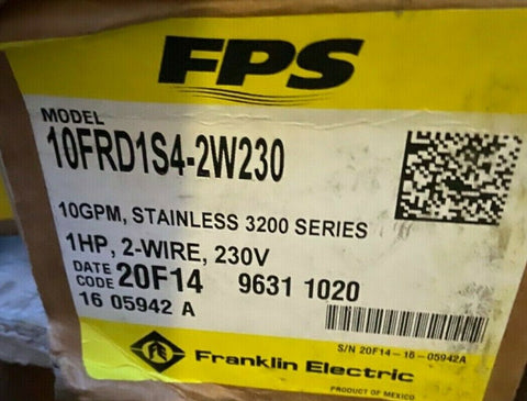 Franklin 10FRD1S4-2W230 #96311020 1 HP 4" Submersible 3200 Stainless Steel Water-Mega Mart Warehouse-Ultimate Unclaimed Freight Buyer and Seller Specialists