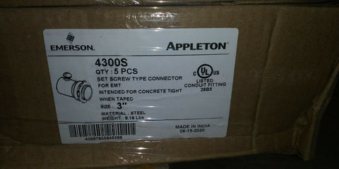 (1 CASE OF 5) NEW APPLETON 3" CONDUIT CABLE CONNECTOR 4300S-Mega Mart Warehouse