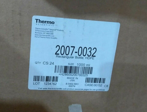 NEW Thermo Scientific HDPE, Rectangular Bottle, 1 Liter (1000mL) cap, case/24-Mega Mart Warehouse-Ultimate Unclaimed Freight Buyer and Seller Specialists