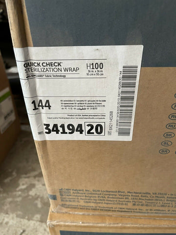 HALYARD QUICK CHECK STERILIZATION WRAP H100, 34194, 36"X36", (CASE OF 144)
