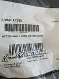 NEW Dryer Power Cord 5304512982   30 Amp 6 Foot Eyelet Terminals 4 Prong