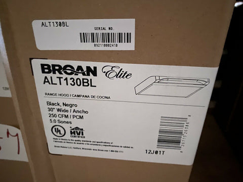 BRAND NEW Broan ALT130BL Alta I 30" Hood 250 Cfm Blower