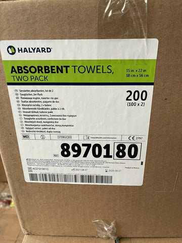 HALYARD ABSORBENT TOWELS 2 PACK 89701 (CASE OF 200) **FREE SHIPPING**