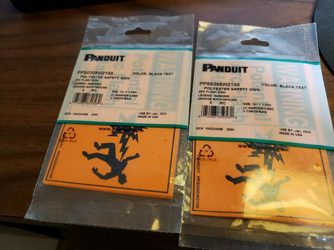 (2) PANDUIT PPS0305W2100 ARC FLASH POLYESTER SAFETY SIGN PACK OF 5 CARDS-Mega Mart Warehouse-Ultimate Unclaimed Freight Buyer and Seller Specialists