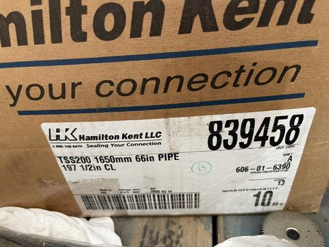 HAMILTON KENT RUBBER ELASTOMERIC SEAL TSS200 1650mm 66" PIPE 197 1/2" CL 839458