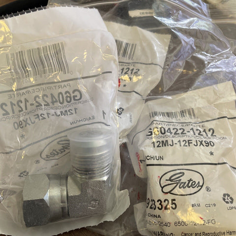(3)Gates 12MJ-12FJX90 - G60422-1212 Hydraulic Hose Adapter