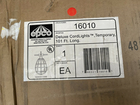 EPCO Engineered Products 16010 101' Temporary String-o-Lights 10' Centers NoPlug