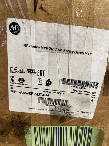 Allen Bradley MPF-A4540F-MJ74BA  Kinetix Inverter Duty 230AC Servo Motor