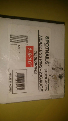 SpotNails NEW Spotnail 23025 1-9/16" 23-Gauge Headless Pins - 10 2 boxes 20,000-Mega Mart Warehouse-Ultimate Unclaimed Freight Buyer and Seller Specialists