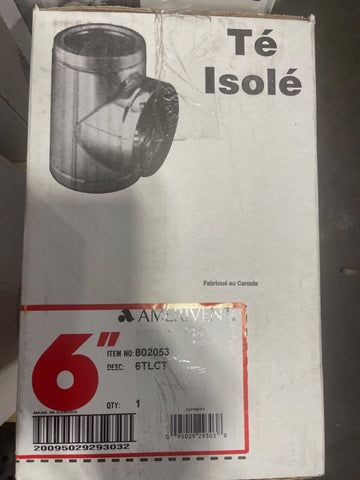 AmeriVent 6TLCT TLCT Series 6" Insulated Tee With tee Cap