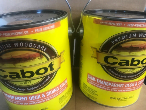 Cabot 0306 Semi-Transparent Deck and Siding Stain, 2 GALLONS, Neutral Base-Mega Mart Warehouse-Ultimate Unclaimed Freight Buyer and Seller Specialists