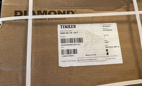 BRAND NEW dmd-80-1r-10ft  TIMKEN DIAMOND CHAIN   X-1334-010