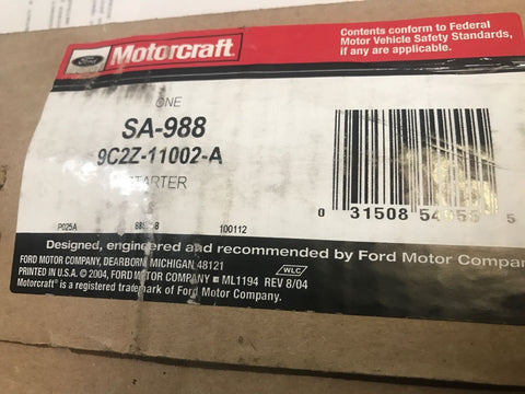NEW FORD MOTORCRAFT Starter SA-933 fits 05-07 Ford E-350 Super Duty 6.8L-V10-Mega Mart Warehouse-Ultimate Unclaimed Freight Buyer and Seller Specialists