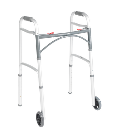 (1) NEW Drive Medical Deluxe Two Button Folding Adjustible Walker 10210-4ASM-Mega Mart Warehouse