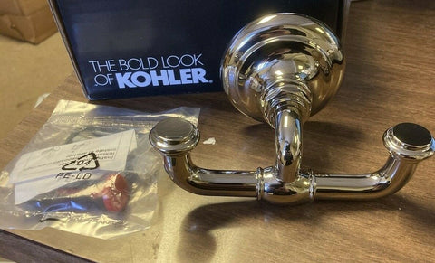 NEW KOHLER K-72572-SN Double robe hook Polished Chrome-Mega Mart Warehouse