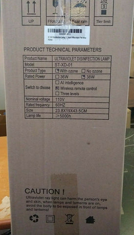 (1) NEW Ultraviolet Disinfection Lamp w/remote Black 5000 Hour Lamp 38W ST-XD-01-Mega Mart Warehouse