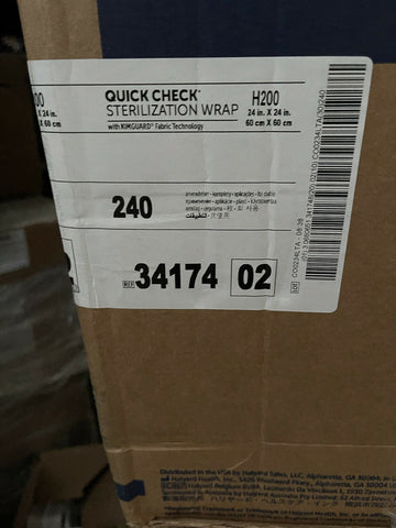 NEW 240 Sheets-Halyard H200 24" X 24" Quick Check Sterilization Wraps 34174-Mega Mart Warehouse
