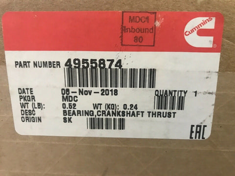 NEW GENUINECummins 4955874 Crankshaft Thrust Bearing C3016-Mega Mart Warehouse-Ultimate Unclaimed Freight Buyer and Seller Specialists