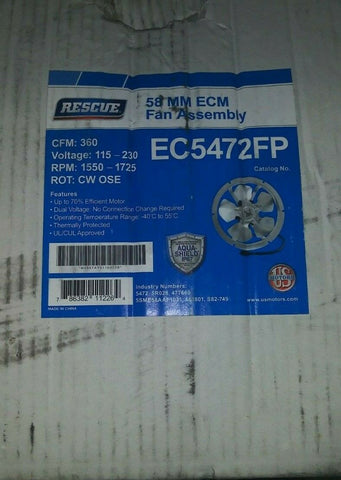 (1) NEW RESCUE 58MM ECM FAN ASSEMBLY EC5472FP-Mega Mart Warehouse-Ultimate Unclaimed Freight Buyer and Seller Specialists