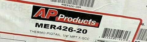 BRAND NEW  THERMO PIGTAIL, 1/4 MPT X QCC AP Products MER426-20 ( 4 PER LOT )