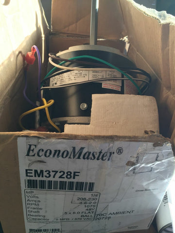 ECONOMASTER EM3728F Hi Temp Condenser Fan Motor 1/4HP 1075RPM 208/230V-Mega Mart Warehouse-Ultimate Unclaimed Freight Buyer and Seller Specialists