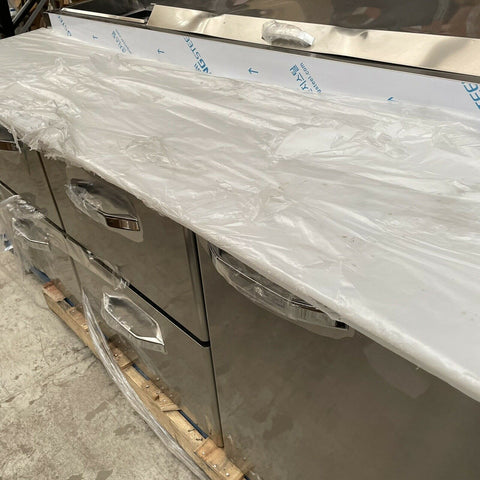 Blueair Commercial Three Door 93" Refrigerated Pizza Prep Table Cooler BAPP93-HC