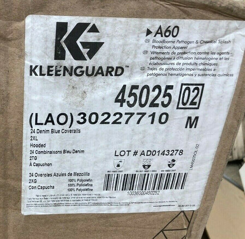 KLEENGUARD 45025 DENIM COVERALL Hood 2XL Blue, 24/Case-Mega Mart Warehouse