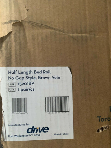 NEW Drive Medical Half Length Bed Rail, No Gap Style, Brown Vein