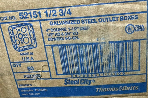 NEW   52151 Galvanized Steel  Box, 4-Inchx4inch  Box 1-1/2-Inch Deep  50 PER LOT