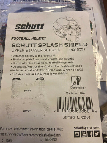 NEW, 3 Schutt Football Splash Shield Fits All Helmets Face Cover Shield-Mega Mart Warehouse-Ultimate Unclaimed Freight Buyer and Seller Specialists