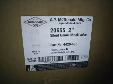 NEW A.Y. McDonald 2" Silent Union Check Valve 2065S CASE OF 6-Mega Mart Warehouse-Ultimate Unclaimed Freight Buyer and Seller Specialists