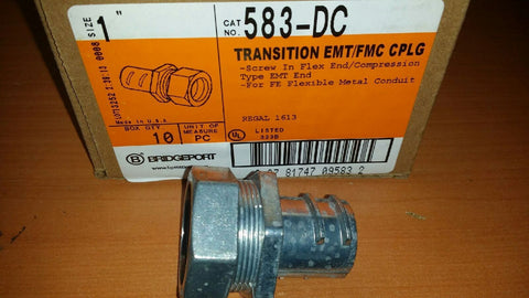 BOX OF 10 BRIDGEPORT 583DC 1" EMT TO 1" FLEX (SCREW IN) DIECAST COUPLING-Mega Mart Warehouse-Ultimate Unclaimed Freight Buyer and Seller Specialists