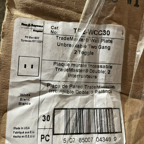 (60) Pass & Seymour TP2WCC30 2 Toggle Wall Plate 2 Gang White
