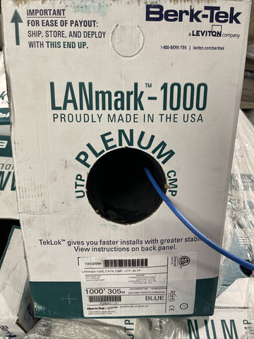 Berk-Tek 10032094 23 AWG 4 Pair Blue Solid Cat-6 LANmark 1000' UTP Cable - Box