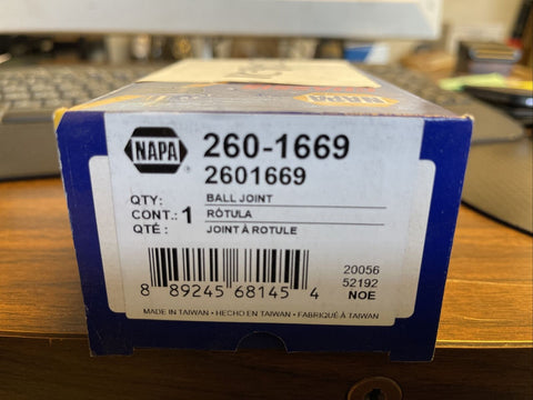 GENUINE NAPA Suspension Ball Joint Front Upper 260-1669-Mega Mart Warehouse