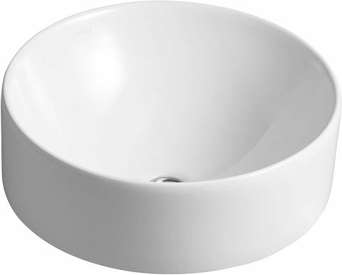 (1) NEW KOHLER Vox Round Vessel Bathroom Sink, White K-14800-0-Mega Mart Warehouse