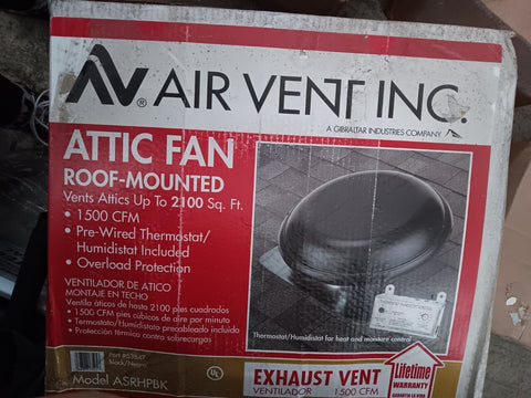 NEW AIR VENT INC. ATTIC FAN ASRHPBK 53847