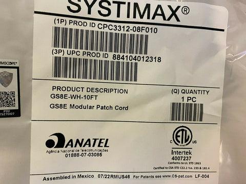 BRAND NEW cpc3312-08f010 COMMSCOPE INTERTEK SYSTIMAX