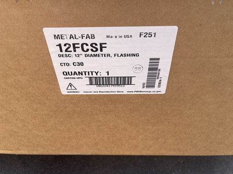 NEW Metal-Fab Corr/Guard 12" Diameter Flashing (AZ/Insulated) - 12FCSF-CA1