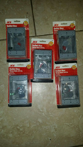 (5 CT) ACE Outlet Box #31653 Four Hole 3/4" All Weather Grey-Mega Mart Warehouse-Ultimate Unclaimed Freight Buyer and Seller Specialists